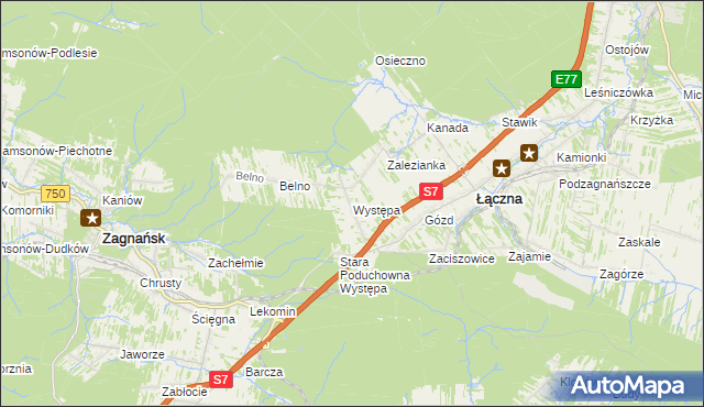 mapa Występa, Występa na mapie Targeo