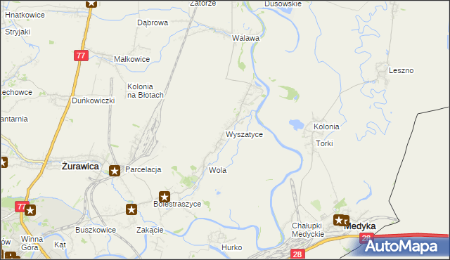 mapa Wyszatyce, Wyszatyce na mapie Targeo