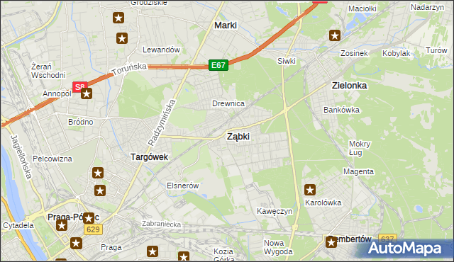 mapa Ząbki powiat wołomiński, Ząbki powiat wołomiński na mapie Targeo