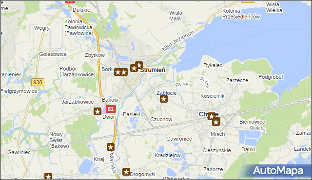 mapa Zabłocie gmina Strumień, Zabłocie gmina Strumień na mapie Targeo