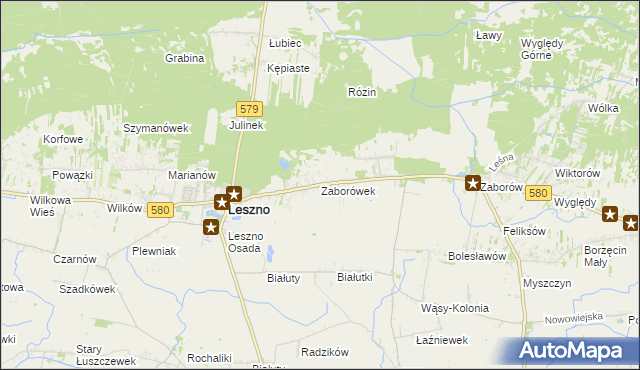 mapa Zaborówek gmina Leszno, Zaborówek gmina Leszno na mapie Targeo