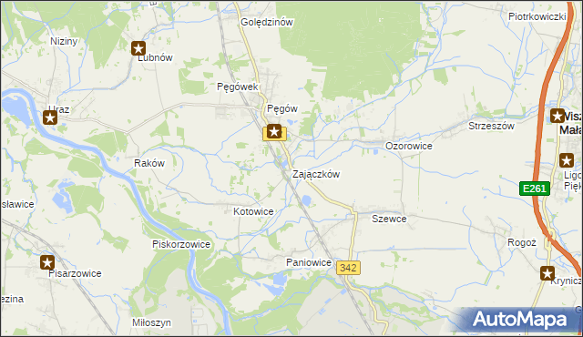 mapa Zajączków gmina Oborniki Śląskie, Zajączków gmina Oborniki Śląskie na mapie Targeo