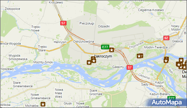 mapa Zakroczym, Zakroczym na mapie Targeo