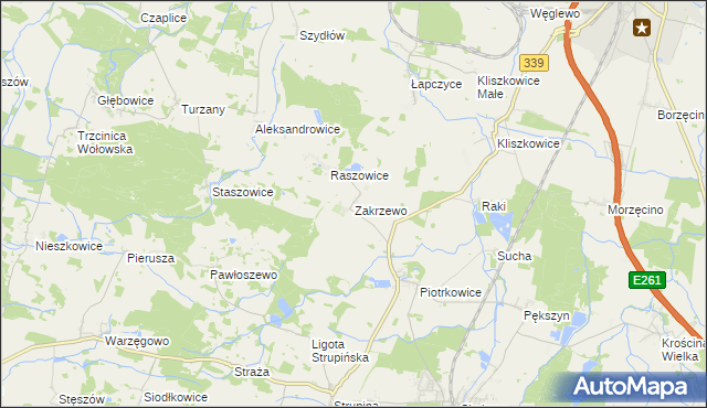 mapa Zakrzewo gmina Prusice, Zakrzewo gmina Prusice na mapie Targeo