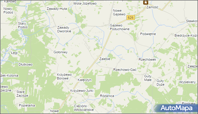 mapa Zalesie gmina Sypniewo, Zalesie gmina Sypniewo na mapie Targeo