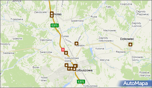 mapa Zarębki gmina Kolbuszowa, Zarębki gmina Kolbuszowa na mapie Targeo