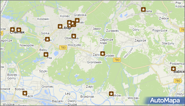 mapa Żarki gmina Libiąż, Żarki gmina Libiąż na mapie Targeo