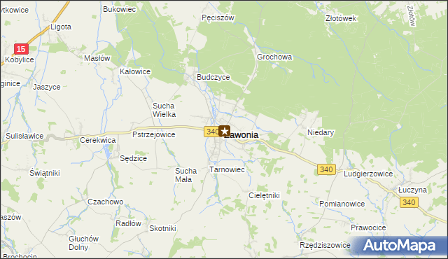 mapa Zawonia powiat trzebnicki, Zawonia powiat trzebnicki na mapie Targeo