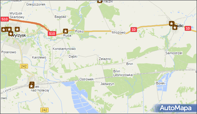 mapa Żelazno gmina Wyrzysk, Żelazno gmina Wyrzysk na mapie Targeo