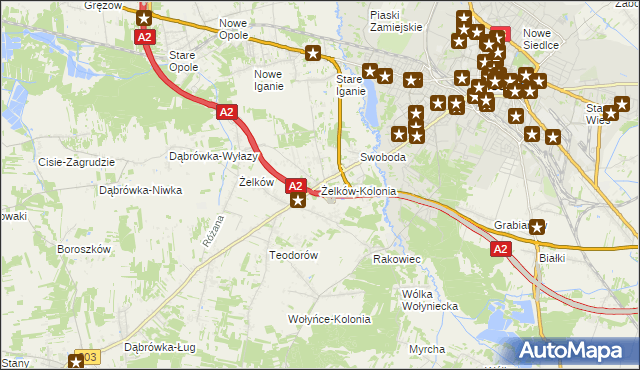 mapa Żelków-Kolonia, Żelków-Kolonia na mapie Targeo