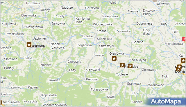 mapa Żmiąca, Żmiąca na mapie Targeo