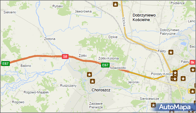 mapa Żółtki-Kolonia, Żółtki-Kolonia na mapie Targeo