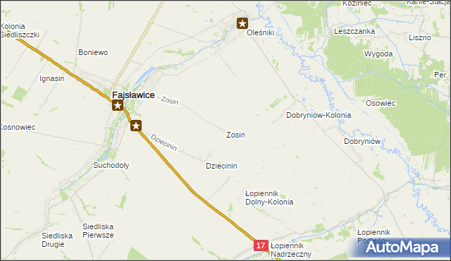 mapa Zosin gmina Fajsławice, Zosin gmina Fajsławice na mapie Targeo