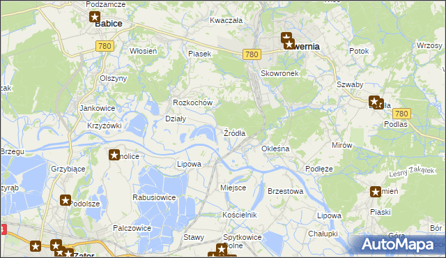 mapa Źródła gmina Alwernia, Źródła gmina Alwernia na mapie Targeo