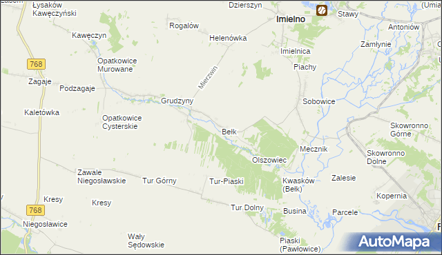 mapa Bełk gmina Imielno, Bełk gmina Imielno na mapie Targeo