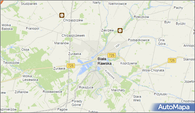 mapa Biała Rawska, Biała Rawska na mapie Targeo