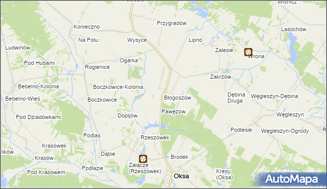mapa Błogoszów, Błogoszów na mapie Targeo
