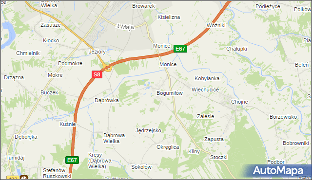 mapa Bogumiłów gmina Sieradz, Bogumiłów gmina Sieradz na mapie Targeo