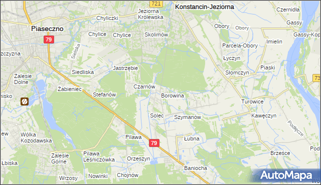 mapa Borowina gmina Konstancin-Jeziorna, Borowina gmina Konstancin-Jeziorna na mapie Targeo