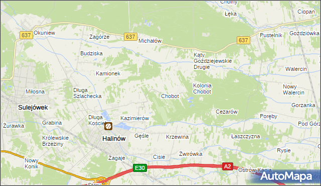 mapa Chobot gmina Halinów, Chobot gmina Halinów na mapie Targeo