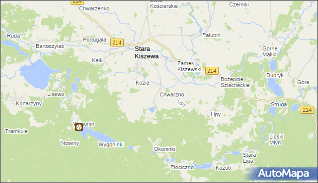 mapa Chwarzno, Chwarzno na mapie Targeo