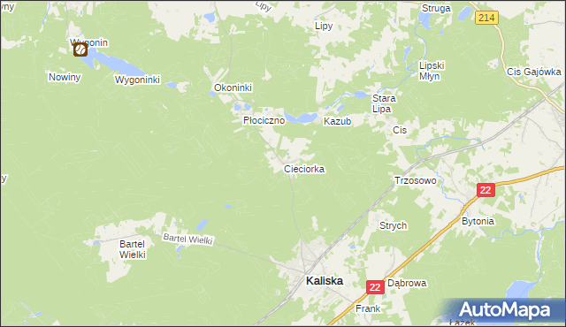 mapa Cieciorka, Cieciorka na mapie Targeo