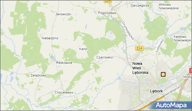 mapa Czarnówko gmina Nowa Wieś Lęborska, Czarnówko gmina Nowa Wieś Lęborska na mapie Targeo