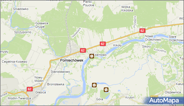 mapa Czarnowo gmina Pomiechówek, Czarnowo gmina Pomiechówek na mapie Targeo