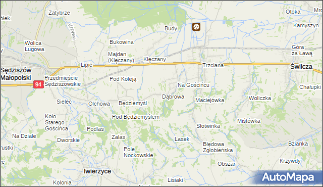 mapa Dąbrowa gmina Świlcza, Dąbrowa gmina Świlcza na mapie Targeo