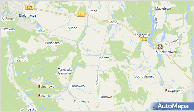 mapa Danowo gmina Goleniów, Danowo gmina Goleniów na mapie Targeo