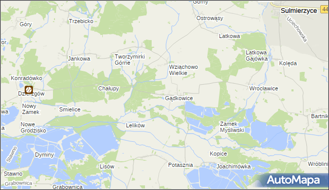 mapa Gądkowice, Gądkowice na mapie Targeo