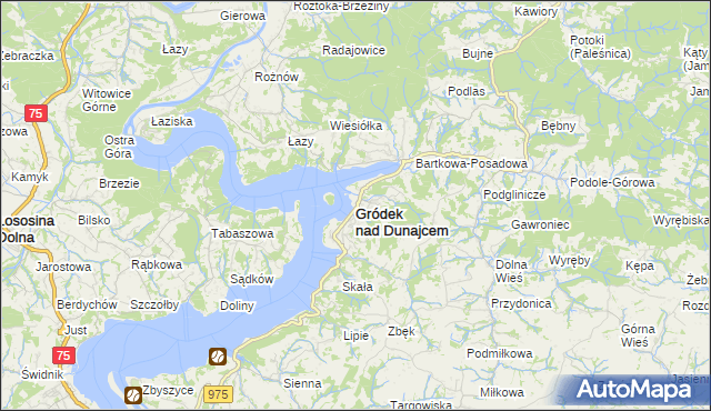mapa Gródek nad Dunajcem, Gródek nad Dunajcem na mapie Targeo