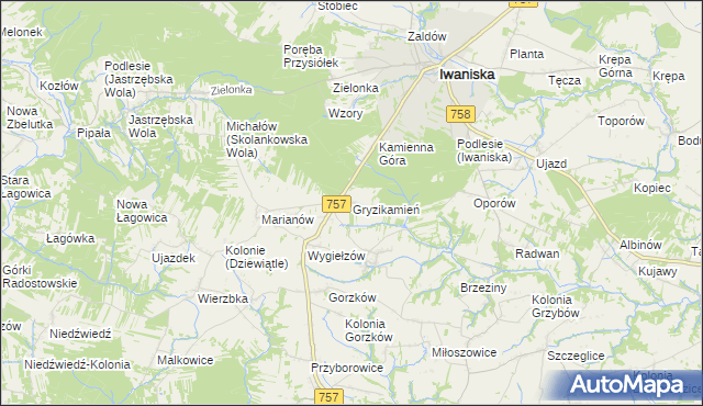 mapa Gryzikamień, Gryzikamień na mapie Targeo