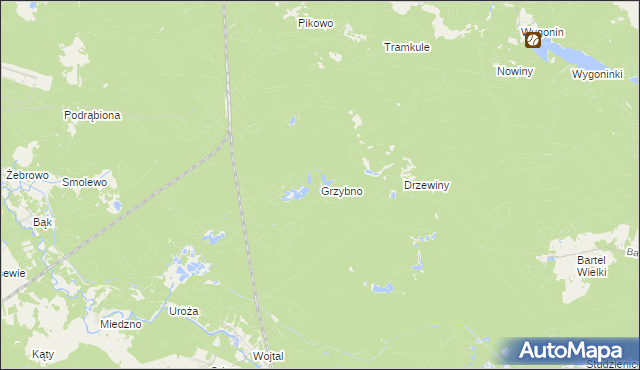 mapa Grzybno gmina Stara Kiszewa, Grzybno gmina Stara Kiszewa na mapie Targeo