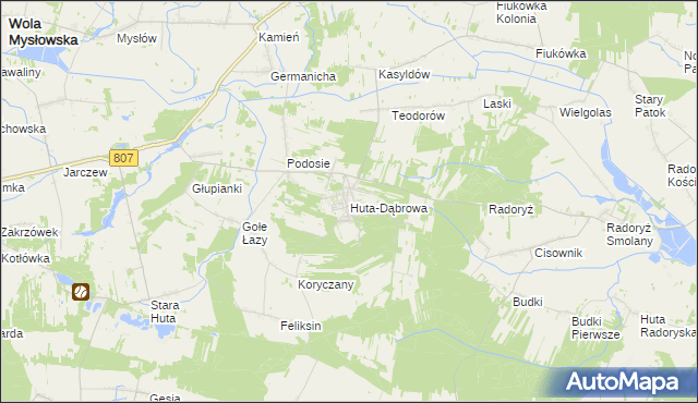 mapa Huta-Dąbrowa, Huta-Dąbrowa na mapie Targeo