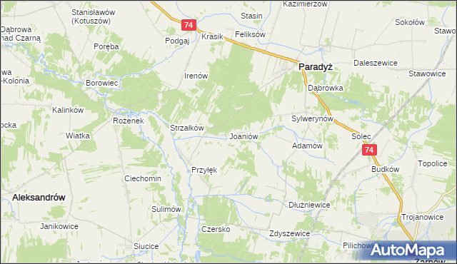mapa Joaniów, Joaniów na mapie Targeo