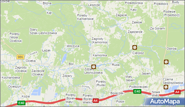 mapa Kamionka gmina Ostrów, Kamionka gmina Ostrów na mapie Targeo