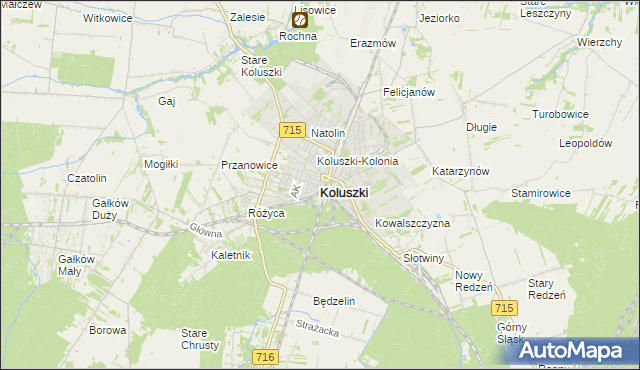 mapa Koluszki, Koluszki na mapie Targeo