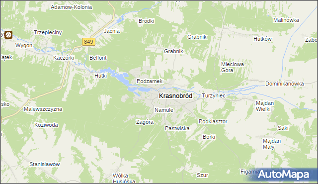 mapa Krasnobród, Krasnobród na mapie Targeo