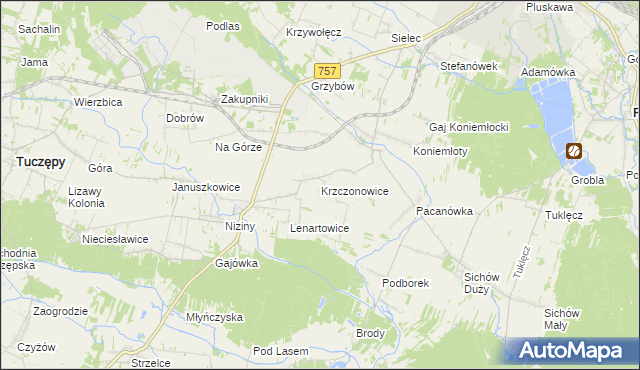 mapa Krzczonowice gmina Staszów, Krzczonowice gmina Staszów na mapie Targeo