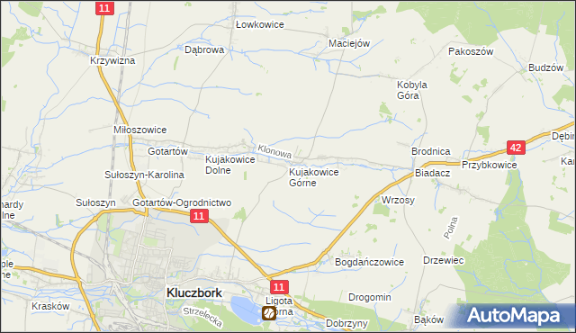 mapa Kujakowice Górne, Kujakowice Górne na mapie Targeo