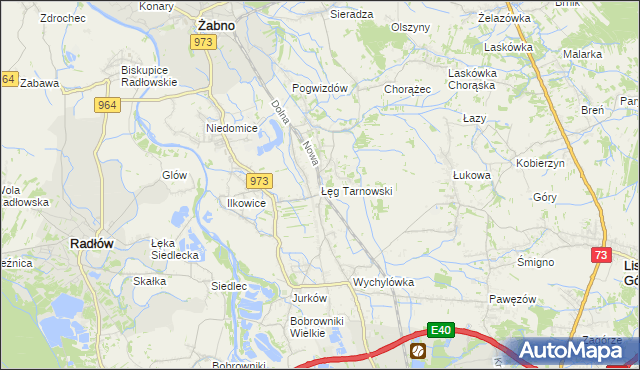 mapa Łęg Tarnowski, Łęg Tarnowski na mapie Targeo