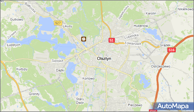 mapa Olsztyna, Olsztyn na mapie Targeo