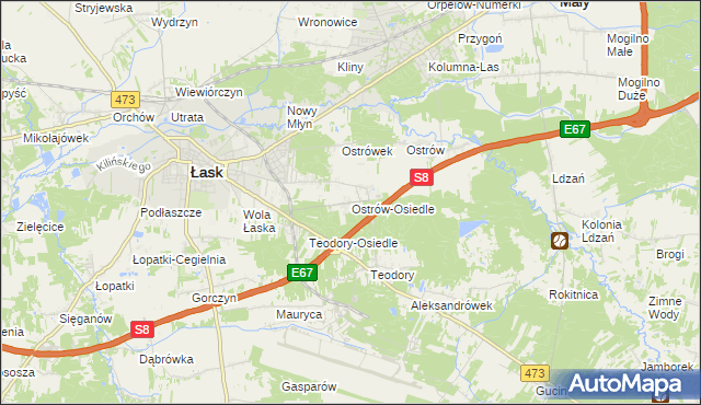 mapa Ostrów-Osiedle, Ostrów-Osiedle na mapie Targeo