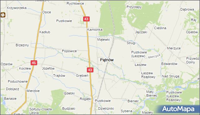 mapa Pątnów powiat wieluński, Pątnów powiat wieluński na mapie Targeo