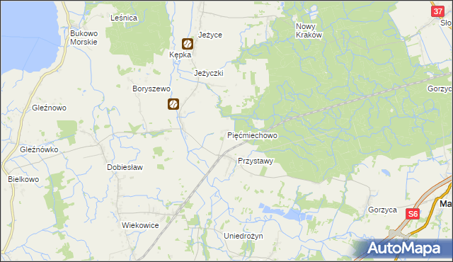 mapa Pięćmiechowo, Pięćmiechowo na mapie Targeo