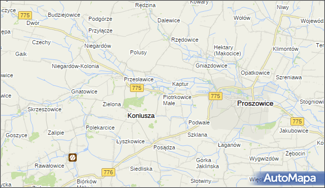 mapa Piotrkowice Małe, Piotrkowice Małe na mapie Targeo