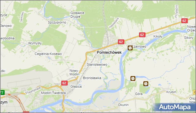 mapa Pomiechowo, Pomiechowo na mapie Targeo