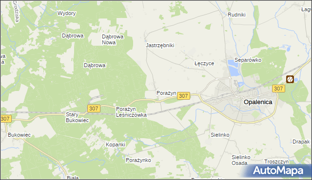 mapa Porażyn, Porażyn na mapie Targeo