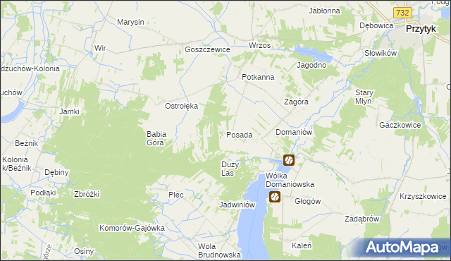 mapa Posada gmina Przytyk, Posada gmina Przytyk na mapie Targeo